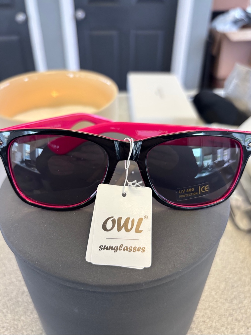 OWL Black & Hot Pink Wayfarer Sunglasses